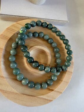 Authentic 2 pieces Natural Icy Jade Beaded Bracelets